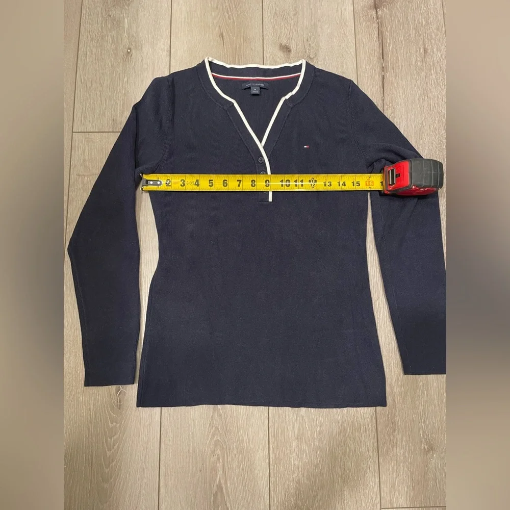 Tommy Hilfiger Navy Blue Long Sleeve V-Neck‎ Cotton Pullover Sweater M